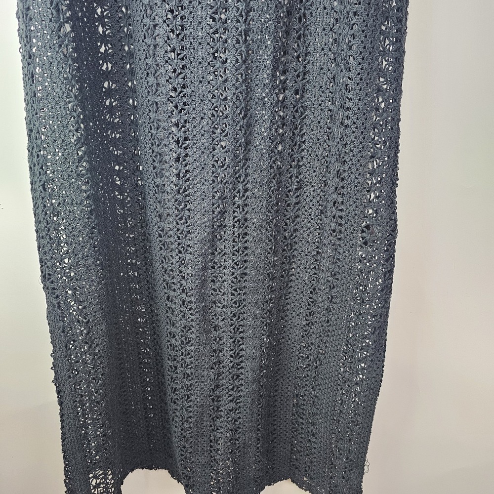 F&F Black Cotton Crochet Dress XL Sleeveless Openweave Sheer Dress Side Slits - Picture 5 of 10